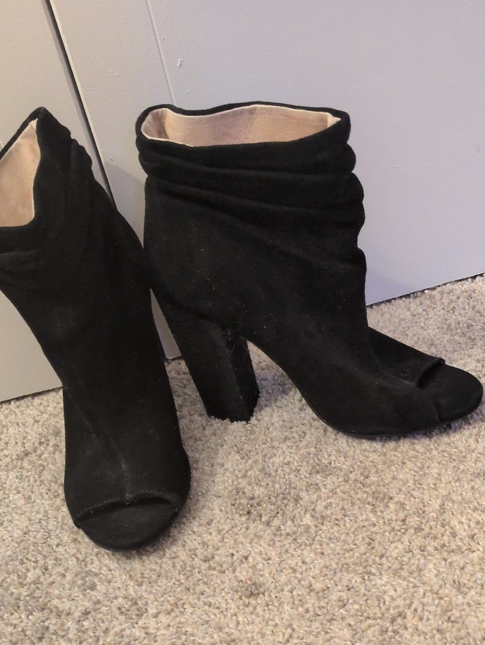 Kristin Cavillar Chinese Laundry Women’s Black Suede Peep-Toe Ankle Boots